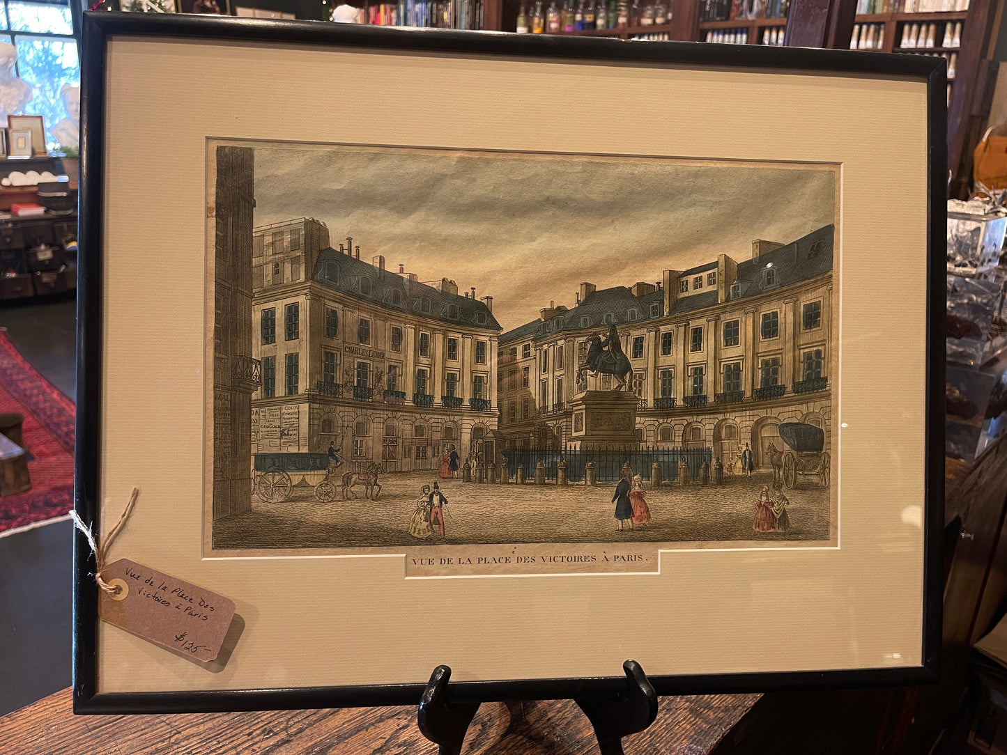 Vue de la Place des Victoires a Paris, framed 16 1/2 x 22"