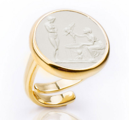 Italian intaglio ring with adjustable band