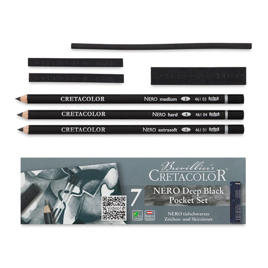 Cretacolor Nero Deep Black Pencil Set, 7-Piece Set