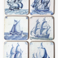 Coasters, Set of 6, Delft Blue Tiles