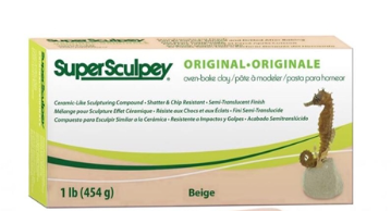 Box of SuperSculpey Original oven-bake clay in beige color