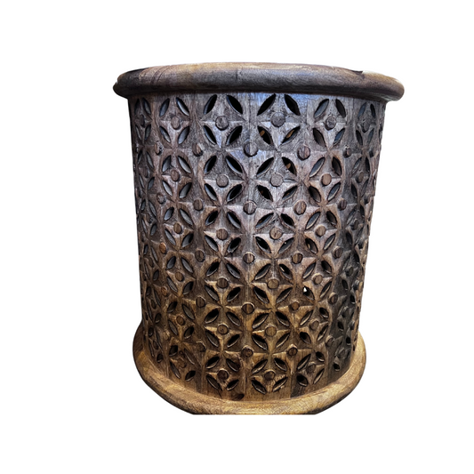Moroccan Wooden Side Drum Table
