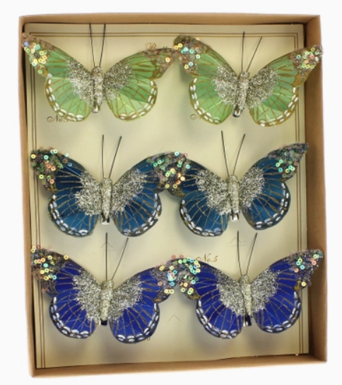 Butterflies on Clip, Box of 6 assorted