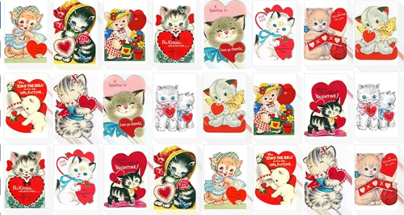 Vintage Valentine Cat Card with Envelope