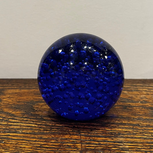 Paperweight - Blue Glass with bubbles